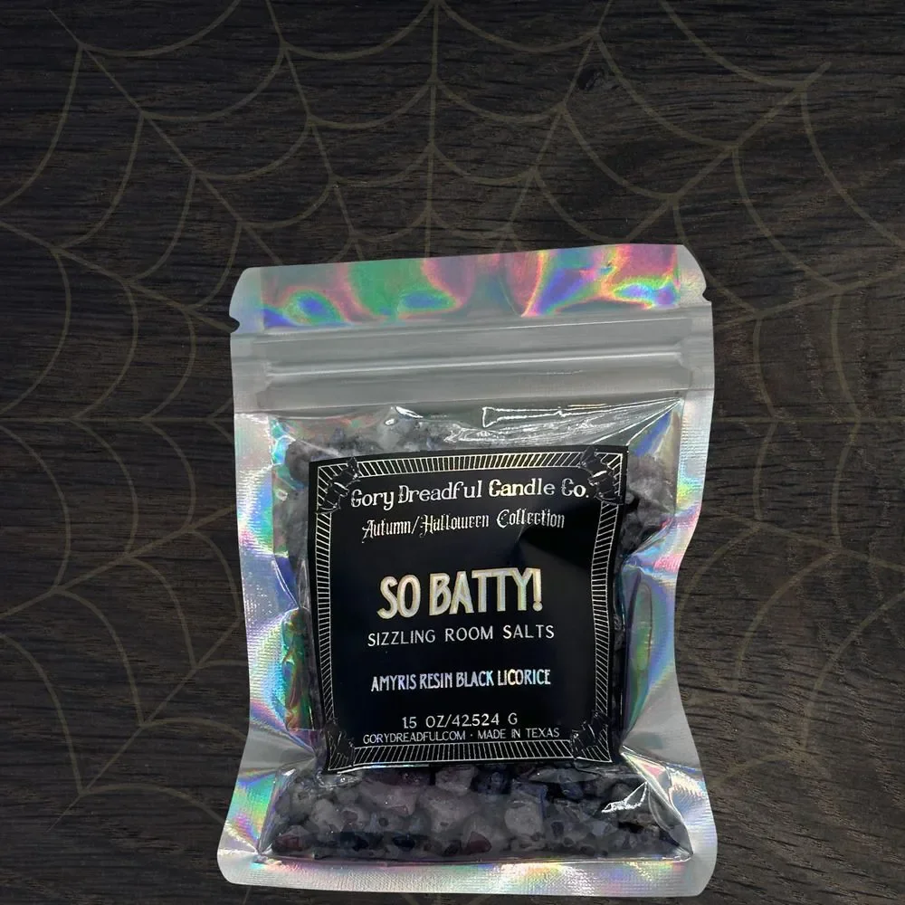 So Batty! Sizzling Room Salt Crystal Potpourri: Amyris Resin Black Licorice-Mini
